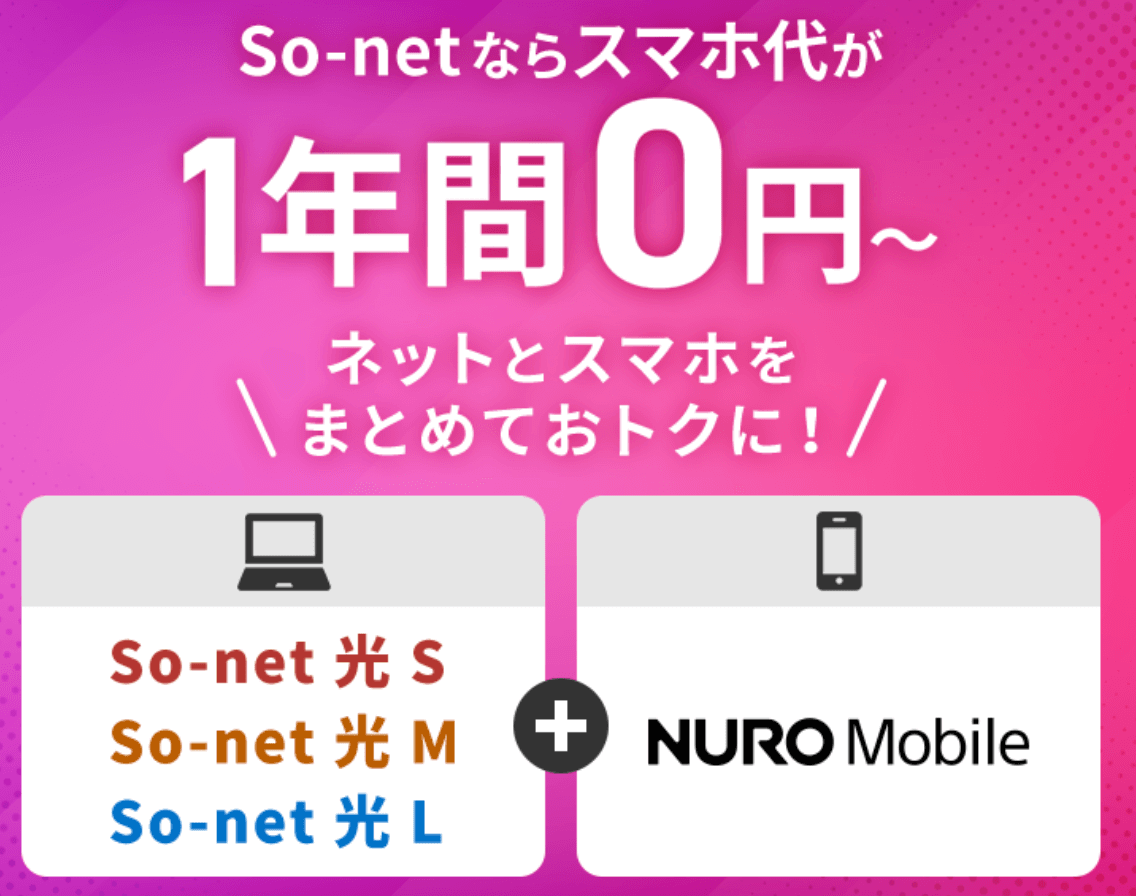 So-net光公式サイトのNUROモバイルセット割の画像